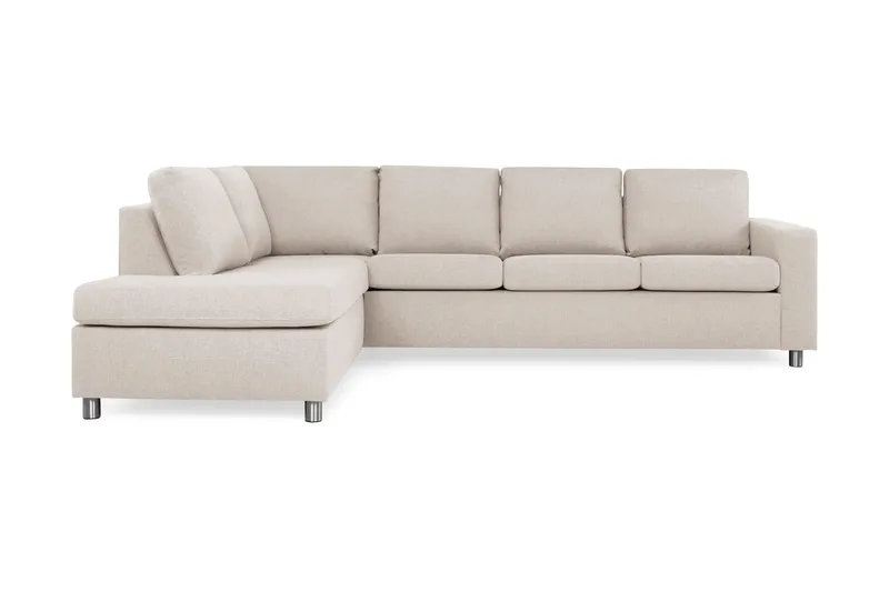 Crazy 4-seters Venstrevendt L-formet Sjeselongsofa i Stoff - Beige - Møbler - Sofaer - Sofaer med sjeselong - 3 seters sofa med divan