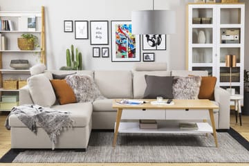 Crazy 4-seters Venstrevendt L-formet Sjeselongsofa i Stoff - Beige - Møbler - Sofaer - Sofaer med sjeselong - 3 seters sofa med divan