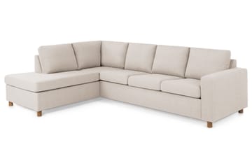 Crazy 4-seters Venstrevendt L-formet Sjeselongsofa i Stoff - Beige - Møbler - Sofaer - Sofaer med sjeselong - 3 seters sofa med divan