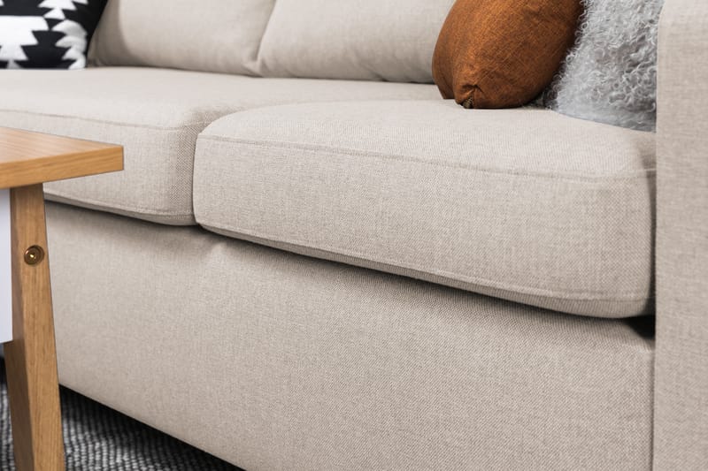 Crazy 4-seters Venstrevendt L-formet Sjeselongsofa i Stoff - Beige - Møbler - Sofaer - Sofaer med sjeselong - 3 seters sofa med divan