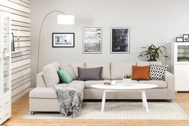Crazy 4-seters Venstrevendt L-formet Sjeselongsofa i Stoff - Beige - Møbler - Sofaer - Sofaer med sjeselong - 3 seters sofa med divan