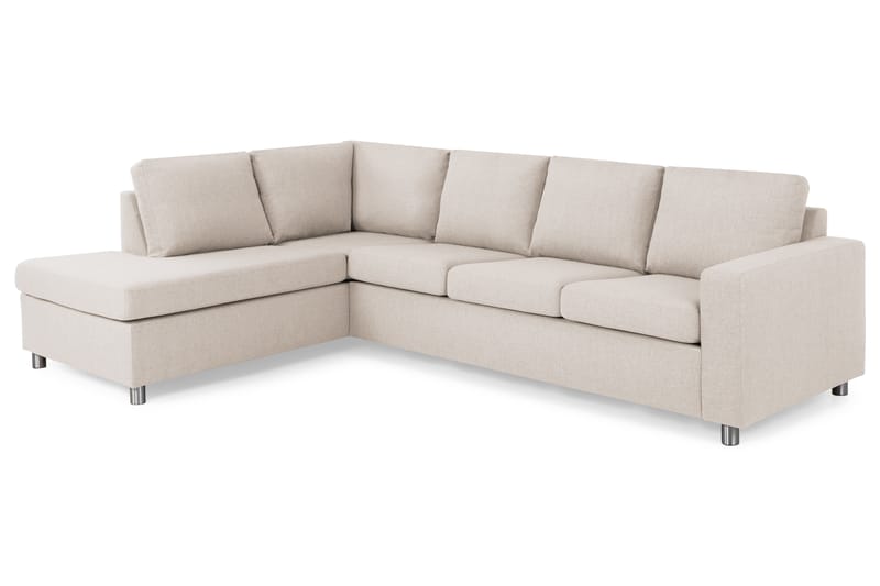 Crazy 4-seters Venstrevendt L-formet Sjeselongsofa i Stoff - Beige - Møbler - Sofaer - Sofaer med sjeselong - 3 seters sofa med divan