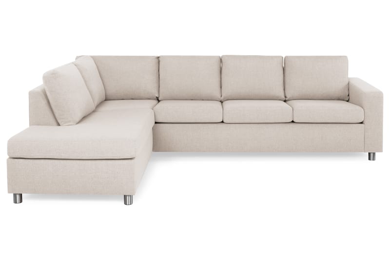Crazy 4-seters Venstrevendt L-formet Sjeselongsofa i Stoff - Beige - Møbler - Sofaer - Sofaer med sjeselong - 3 seters sofa med divan