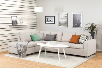 Crazy 4-seters Venstrevendt L-formet Sjeselongsofa i Stoff - Beige - Møbler - Sofaer - Sofaer med sjeselong - 3 seters sofa med divan