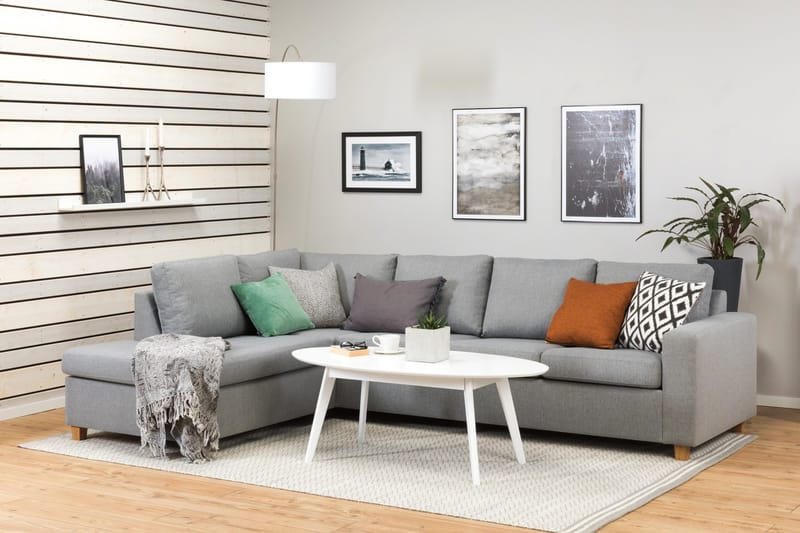 Crazy 4-seters Venstrevendt L-formet Sjeselongsofa i Stoff - Grå - Møbler - Sofaer - Sofaer med sjeselong - 3 seters sofa med divan