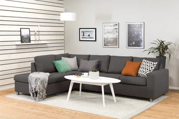 Crazy 4-seters Venstrevendt L-formet Sjeselongsofa i Stoff - Mørkegrå - Møbler - Sofaer - Sofaer med sjeselong - 3 seters sofa med divan