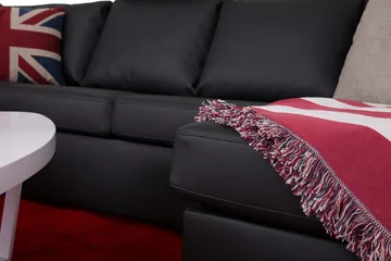 Crazy 4-seters Venstrevendt U-formet Large Sofa med Divan og Sjeselong i Kunstlær - Svart - Møbler - Sofaer - Sofaer med sjeselong - 4 seters sofa med divan