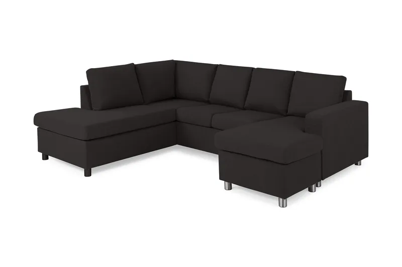 Crazy 4-seters Venstrevendt U-formet Large Sofa med Divan og Sjeselong i Stoff - Antrasitt - Møbler - Sofaer - Sofaer med sjeselong - 3 seters sofa med divan