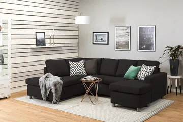 Crazy 4-seters Venstrevendt U-formet Large Sofa med Divan og Sjeselong i Stoff - Antrasitt - Møbler - Sofaer - Sofaer med sjeselong - 3 seters sofa med divan