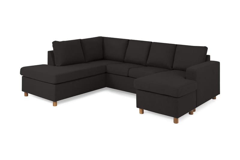 Crazy 4-seters Venstrevendt U-formet Large Sofa med Divan og Sjeselong i Stoff, Antrasitt