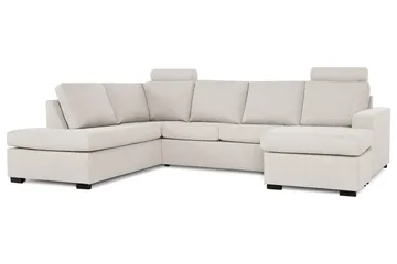Crazy 4-seters Venstrevendt U-formet Large Sofa med Divan og Sjeselong i Stoff - Beige - Møbler - Sofaer - Sofaer med sjeselong - 4 seters sofa med divan