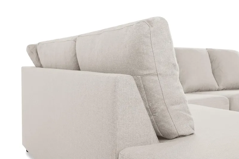 Crazy 4-seters Venstrevendt U-formet Large Sofa med Divan og Sjeselong i Stoff - Beige - Møbler - Sofaer - Sofaer med sjeselong - 3 seters sofa med divan