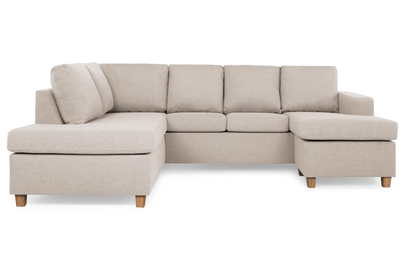 Crazy 4-seters Venstrevendt U-formet Large Sofa med Divan og Sjeselong i Stoff - Beige - Møbler - Sofaer - Sofaer med sjeselong - 3 seters sofa med divan