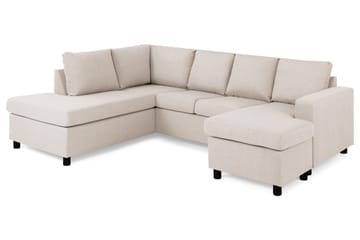 Crazy 4-seters Venstrevendt U-formet Large Sofa med Divan og Sjeselong i Stoff - Beige - Møbler - Sofaer - Sofaer med sjeselong - 3 seters sofa med divan
