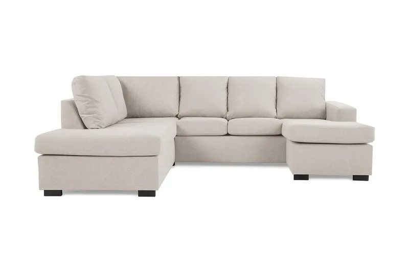 Crazy 4-seters Venstrevendt U-formet Large Sofa med Divan og Sjeselong i Stoff, Beige