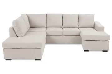 Crazy 4-seters Venstrevendt U-formet Large Sofa med Divan og Sjeselong i Stoff - Beige - Møbler - Sofaer - Sofaer med sjeselong - 3 seters sofa med divan