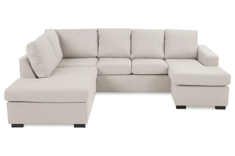 Crazy 4-seters Venstrevendt U-formet Large Sofa med Divan og Sjeselong i Stoff - Beige - Møbler - Sofaer - Sofaer med sjeselong - 3 seters sofa med divan