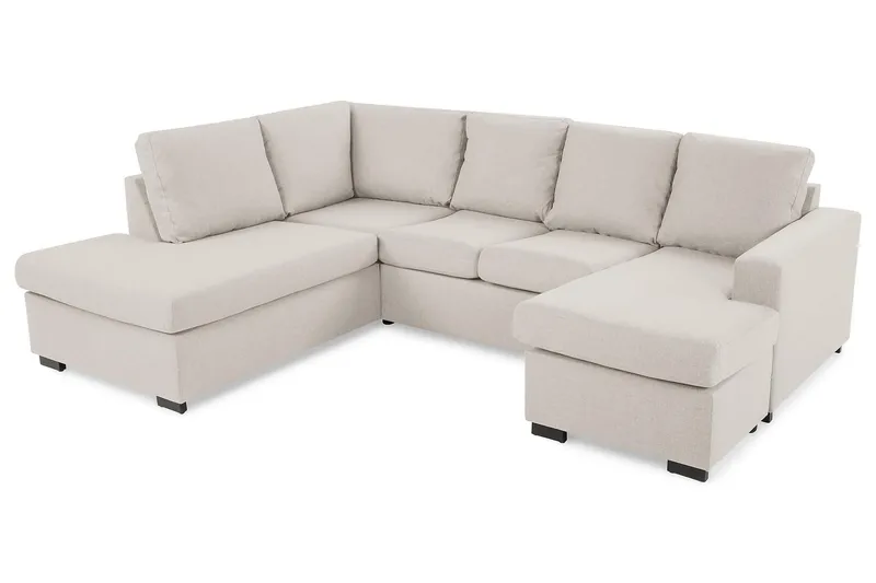 Crazy 4-seters Venstrevendt U-formet Large Sofa med Divan og Sjeselong i Stoff - Beige - Møbler - Sofaer - Sofaer med sjeselong - 3 seters sofa med divan