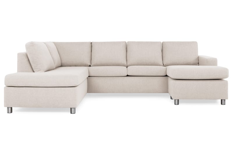Crazy 4-seters Venstrevendt U-formet Large Sofa med Divan og Sjeselong i Stoff - Beige - Møbler - Sofaer - Sofaer med sjeselong - 4 seters sofa med divan