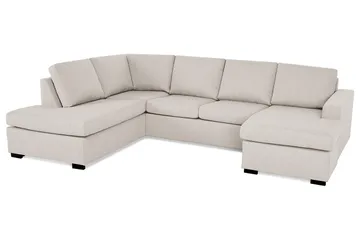 Crazy 4-seters Venstrevendt U-formet Large Sofa med Divan og Sjeselong i Stoff - Beige - Møbler - Sofaer - Sofaer med sjeselong - 4 seters sofa med divan