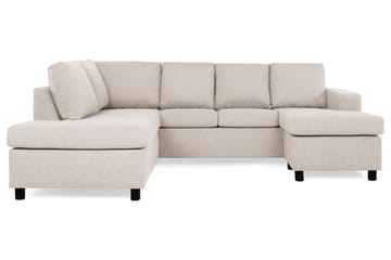 Crazy 4-seters Venstrevendt U-formet Large Sofa med Divan og Sjeselong i Stoff - Beige - Møbler - Sofaer - Sofaer med sjeselong - 3 seters sofa med divan