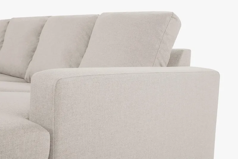 Crazy 4-seters Venstrevendt U-formet Large Sofa med Divan og Sjeselong i Stoff - Beige - Møbler - Sofaer - Sofaer med sjeselong - 3 seters sofa med divan