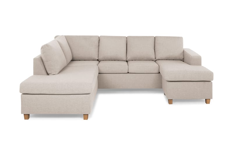 Crazy 4-seters Venstrevendt U-formet Large Sofa med Divan og Sjeselong i Stoff, Beige