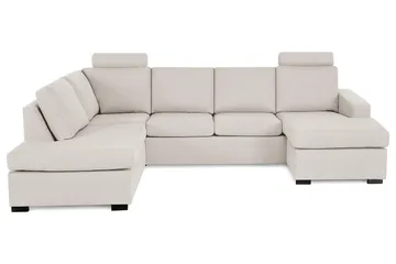 Crazy 4-seters Venstrevendt U-formet Large Sofa med Divan og Sjeselong i Stoff - Beige - Møbler - Sofaer - Sofaer med sjeselong - 4 seters sofa med divan
