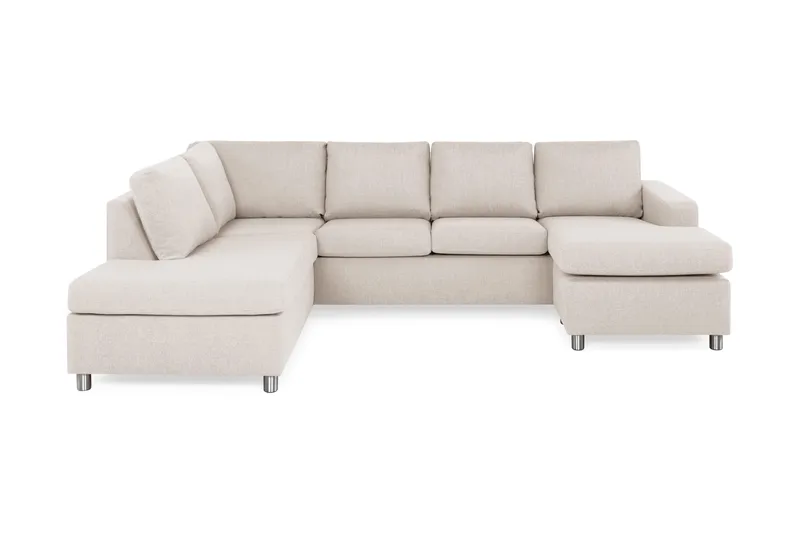 Crazy 4-seters Venstrevendt U-formet Large Sofa med Divan og Sjeselong i Stoff, Beige