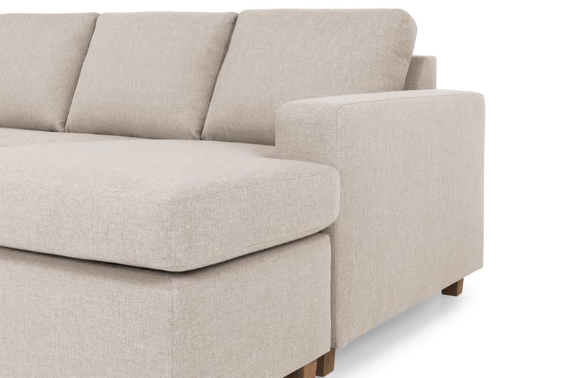 Crazy 4-seters Venstrevendt U-formet Large Sofa med Divan og Sjeselong i Stoff - Beige - Møbler - Sofaer - Sofaer med sjeselong - 3 seters sofa med divan