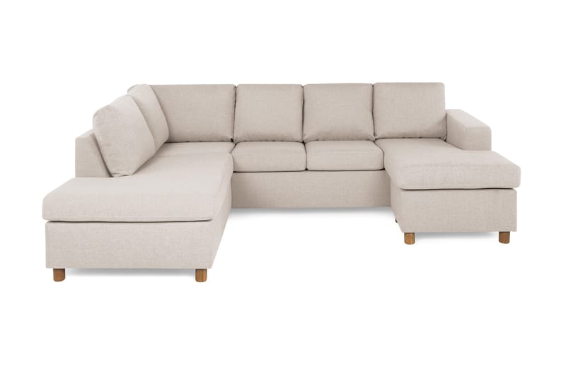 Crazy 4-seters Venstrevendt U-formet Large Sofa med Divan og Sjeselong i Stoff, Beige