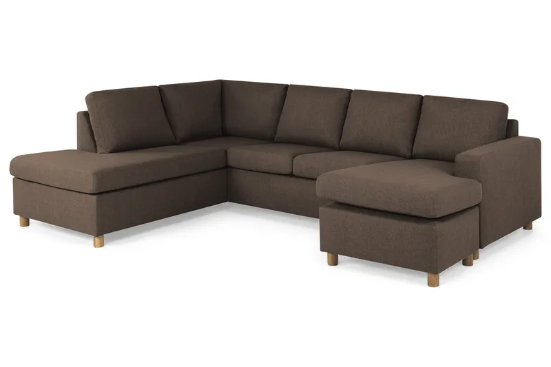 Crazy 4-seters Venstrevendt U-formet Large Sofa med Divan og Sjeselong i Stoff - Brun - Møbler - Sofaer - Sofaer med sjeselong - 4 seters sofa med divan