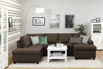 Crazy 4-seters Venstrevendt U-formet Large Sofa med Divan og Sjeselong i Stoff - Brun - Møbler - Sofaer - Sofaer med sjeselong - 3 seters sofa med divan