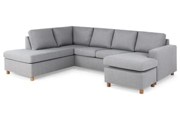 Crazy 4-seters Venstrevendt U-formet Large Sofa med Divan og Sjeselong i Stoff - Grå - Møbler - Sofaer - U-sofa