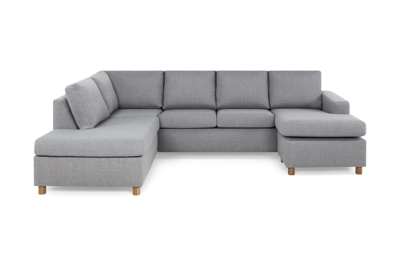 Crazy 4-seters Venstrevendt U-formet Large Sofa med Divan og Sjeselong i Stoff, Grå