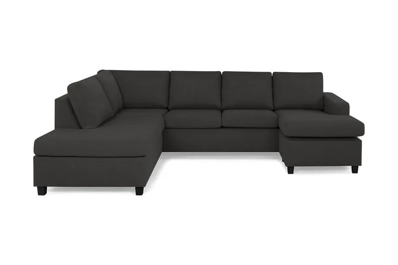 Crazy 4-seters Venstrevendt U-formet Large Sofa med Divan og Sjeselong i Stoff, Mørkegrå