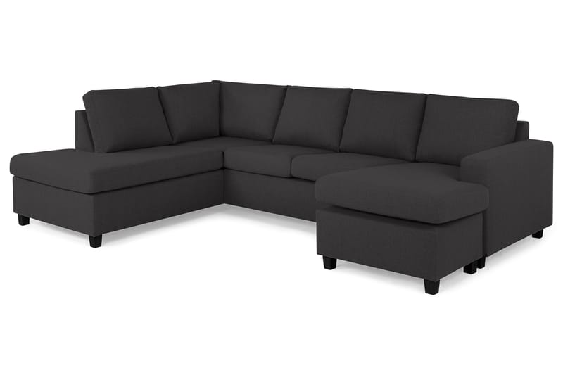 Crazy 4-seters Venstrevendt U-formet Large Sofa med Divan og Sjeselong i Stoff - Mørkegrå - Møbler - Sofaer - Sofaer med sjeselong - 4 seters sofa med divan