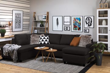 Crazy 4-seters Venstrevendt U-formet Large Sofa med Divan og Sjeselong i Stoff - Mørkegrå - Møbler - Sofaer - Sofaer med sjeselong - 4 seters sofa med divan