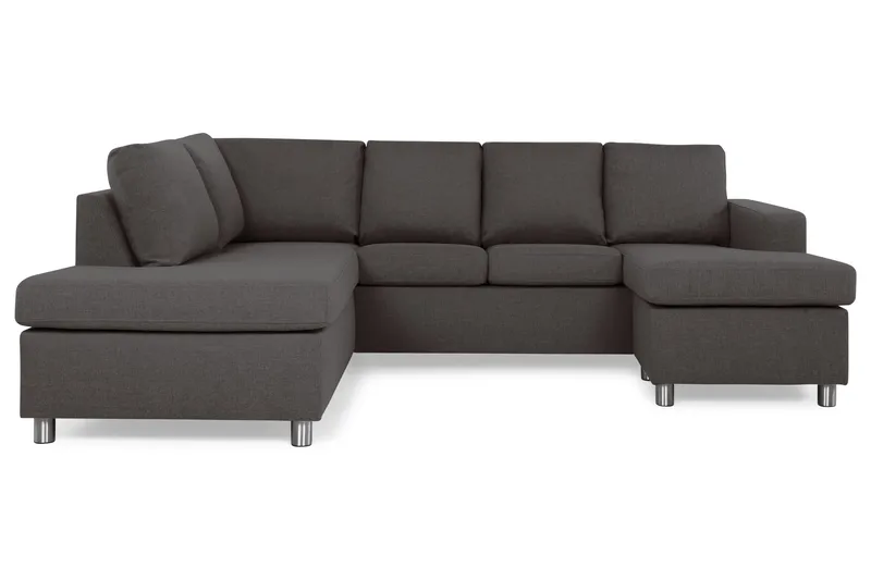 Crazy 4-seters Venstrevendt U-formet Small Sofa med Divan og Sjeselong i Stoff - Mørkegrå - Møbler - Sofaer - Sofaer med sjeselong - 3 seters sofa med divan