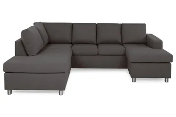 Crazy 4-seters Venstrevendt U-formet Small Sofa med Divan og Sjeselong i Stoff - Mørkegrå - Møbler - Sofaer - Sofaer med sjeselong - 3 seters sofa med divan