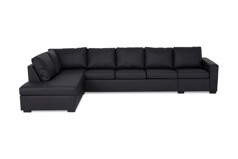 Crazy 5-seters Venstrevendt L-formet Sjeselongsofa i Kunstlær - Svart - Møbler - Sofaer - Sofaer med sjeselong - 4 seters sofa med divan