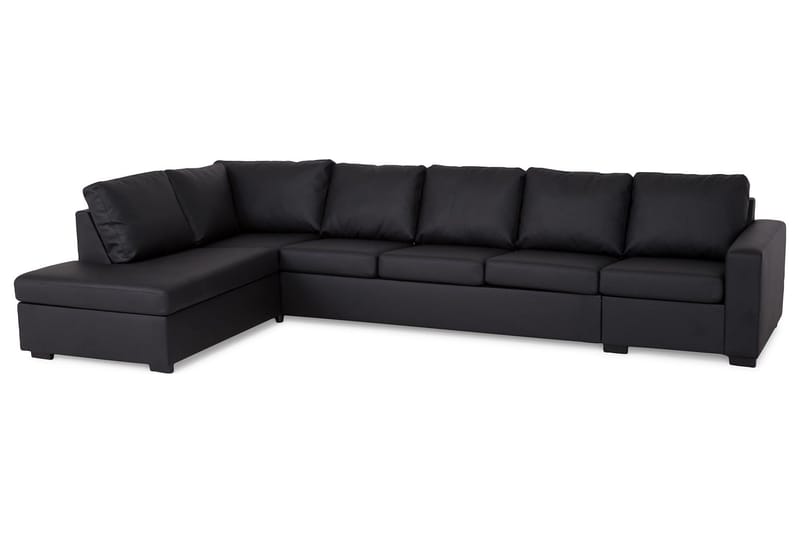 Crazy 5-seters Venstrevendt L-formet Sjeselongsofa i Kunstlær - Svart - Møbler - Sofaer - Sofaer med sjeselong - 4 seters sofa med divan