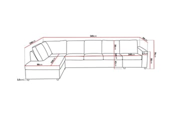 Crazy 5-seters Venstrevendt L-formet Sjeselongsofa i Stoff - Antrasitt - Møbler - Sofaer - Sofaer med sjeselong - 4 seters sofa med divan