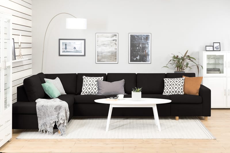 Crazy 5-seters Venstrevendt L-formet Sjeselongsofa i Stoff - Antrasitt - Møbler - Sofaer - Sofaer med sjeselong - 4 seters sofa med divan