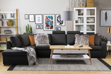 Crazy 5-seters Venstrevendt L-formet Sjeselongsofa i Stoff - Antrasitt - Møbler - Sofaer - Sofaer med sjeselong - 4 seters sofa med divan