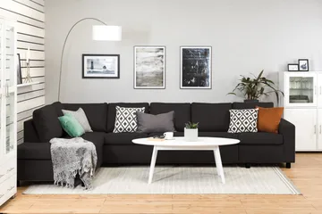 Crazy 5-seters Venstrevendt L-formet Sjeselongsofa i Stoff - Antrasitt - Møbler - Sofaer - Sofaer med sjeselong - 4 seters sofa med divan