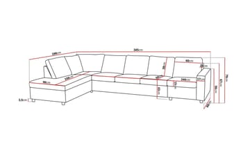 Crazy 5-seters Venstrevendt L-formet Sjeselongsofa i Stoff - Antrasitt - Møbler - Sofaer - Sofaer med sjeselong - 4 seters sofa med divan