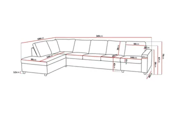 Crazy 5-seters Venstrevendt L-formet Sjeselongsofa i Stoff - Antrasitt - Møbler - Sofaer - Sofaer med sjeselong - 4 seters sofa med divan