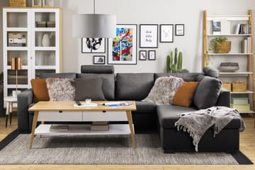 Crazy Limited Edition 4-seters Høyrevendt L-formet Sjeselongsofa i Stoff - Mørk grå - Møbler - Sofaer - Sofaer med sjeselong - 4 seters sofa med divan
