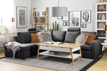 Crazy Limited Edition 4-seters Venstrevendt L-formet Sjeselongsofa i Stoff - Mørk grå - Møbler - Sofaer - Sofaer med sjeselong - 4 seters sofa med divan